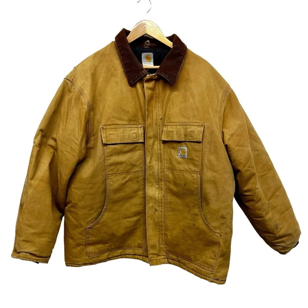 Vintage Carhartt Arctic Quilt Lined Full Zip Chore Coat Jacket - Size 2XL